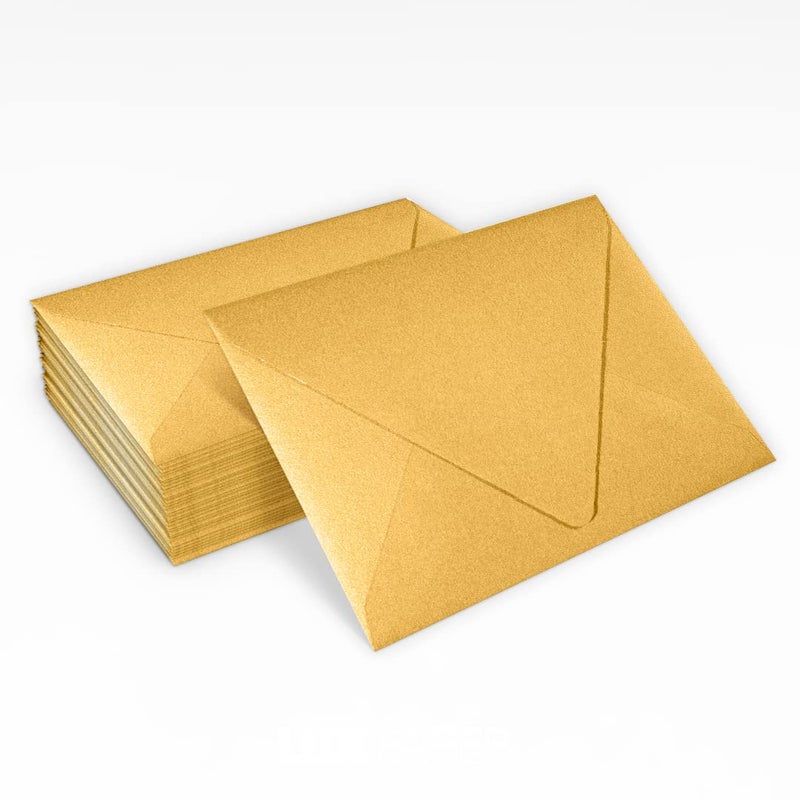 LUXPaper 4Bar A1 Contour Flap Invitation Envelopes | 3 5/8" x 5 1/8" | Gold Metallic | 80lb. Text | 50 Qty - Image 5